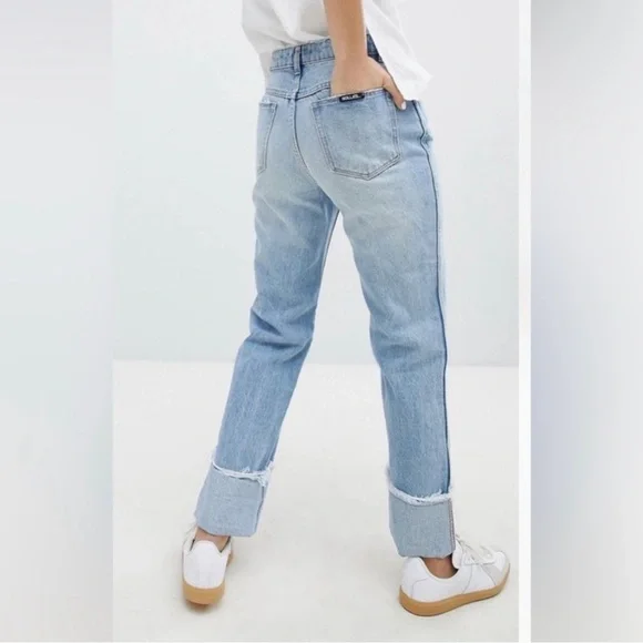 Rolla’s Cropped Straight Frayed Hem Cuff Denim Jeans Light Wash Women’s size 26 - Picture 3 of 11